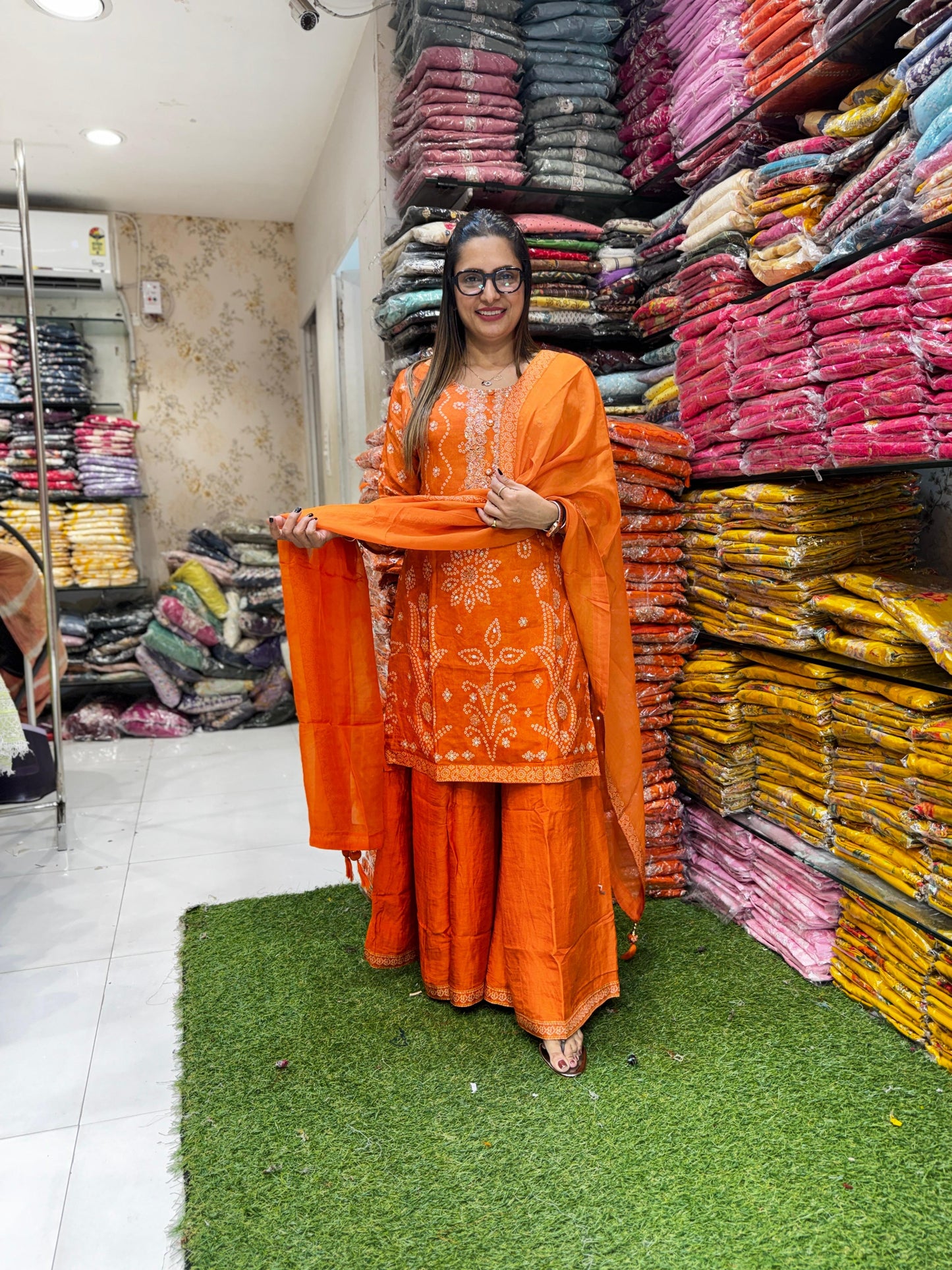 Pure Dola Silk Orange 3pc Set