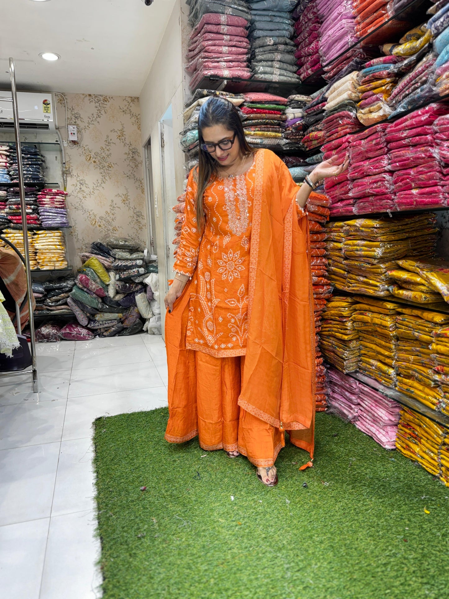 Pure Dola Silk Orange 3pc Set