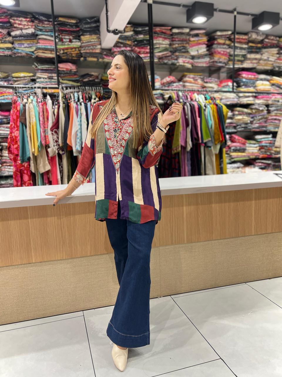 Pure Crep Multi Color Shirt (purple color)