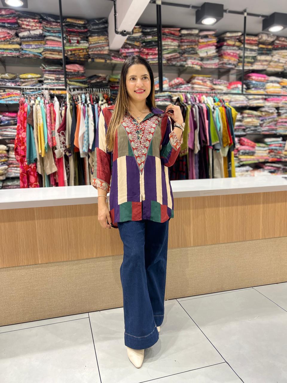 Pure Crep Multi Color Shirt (purple color)