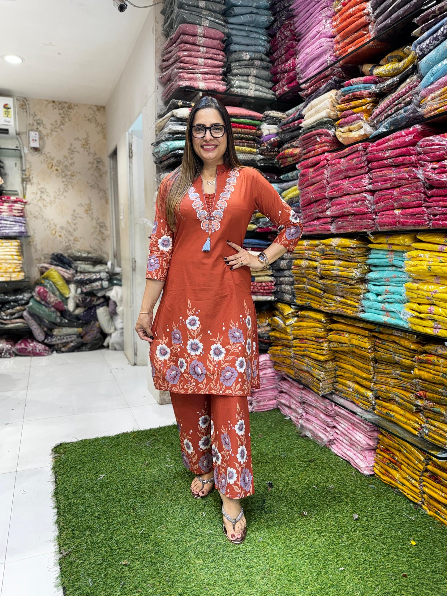Pure Cotton Rust Orange 2pc Set