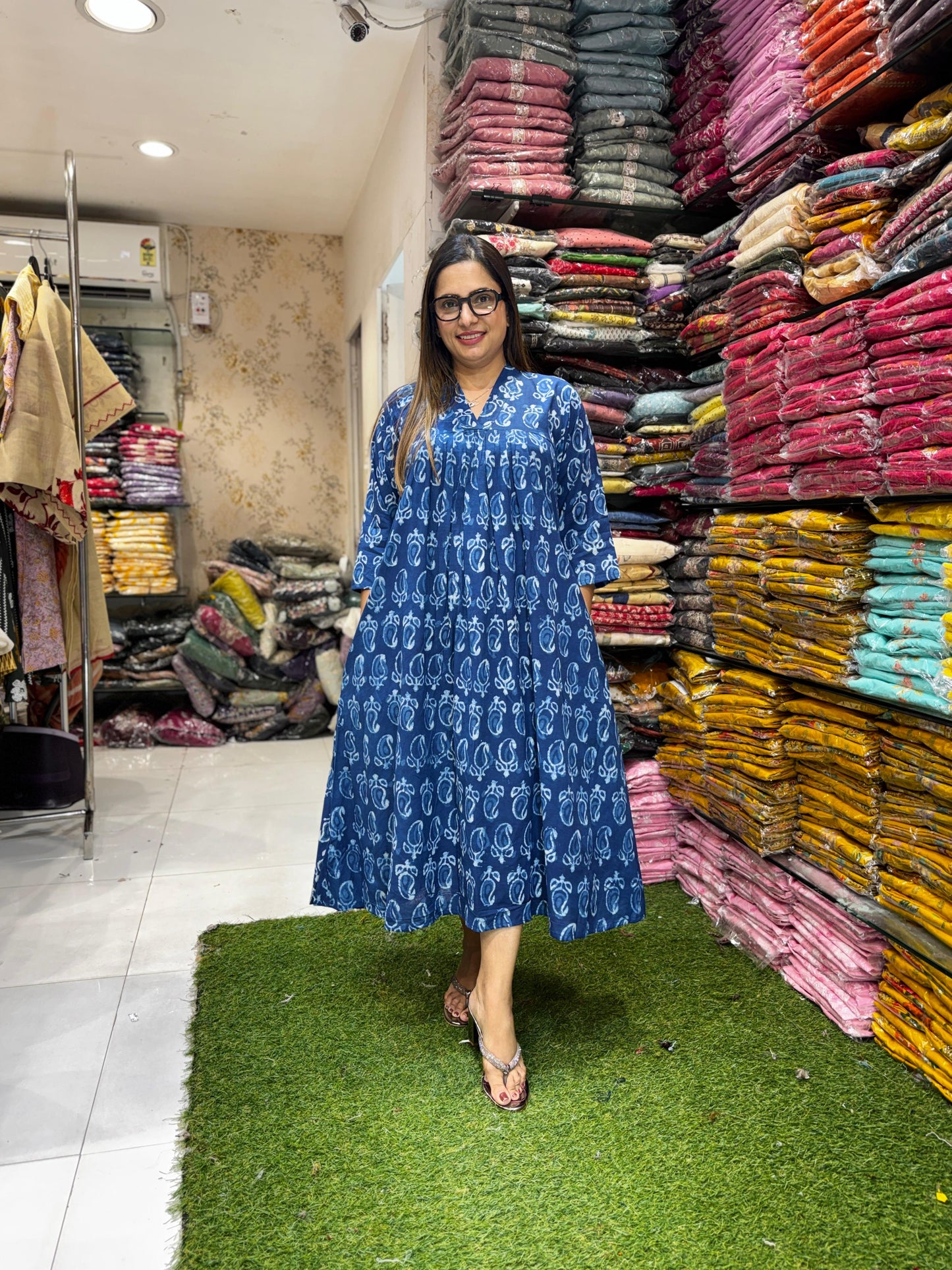 Pure Cotton Indigo Blue Midi