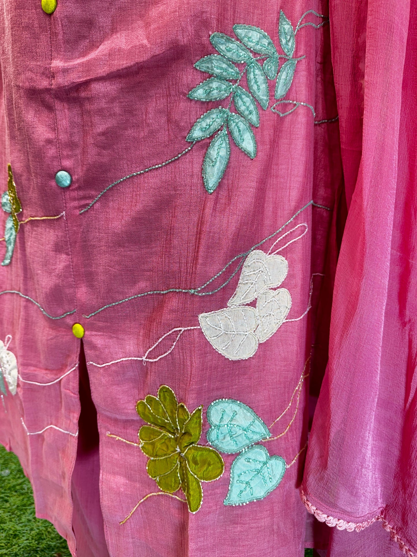 Pure Crush Banaras Mull Chanderi Rose Pink 3pc Set