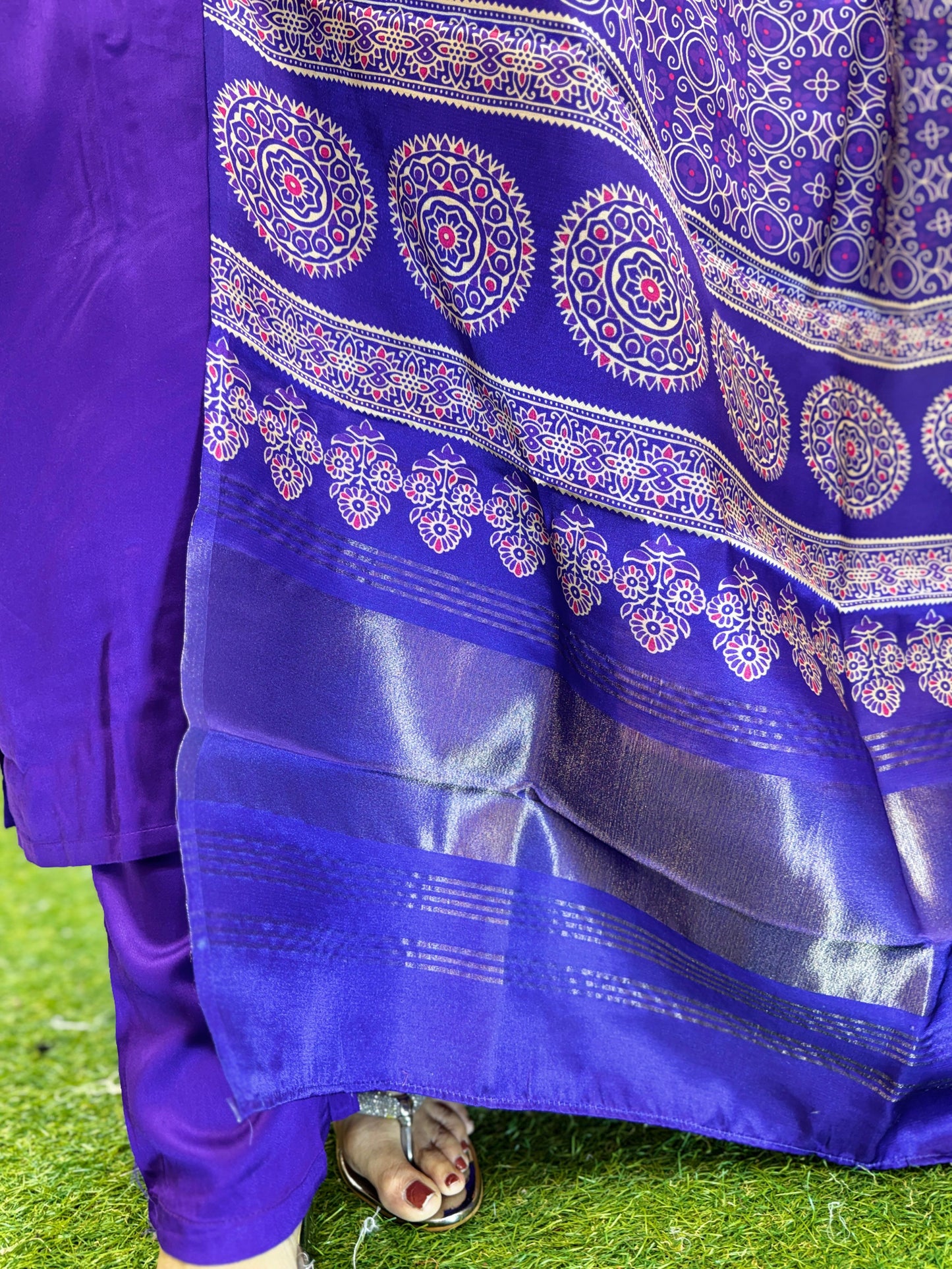Pure Gaji Silk Purple 3pc Set