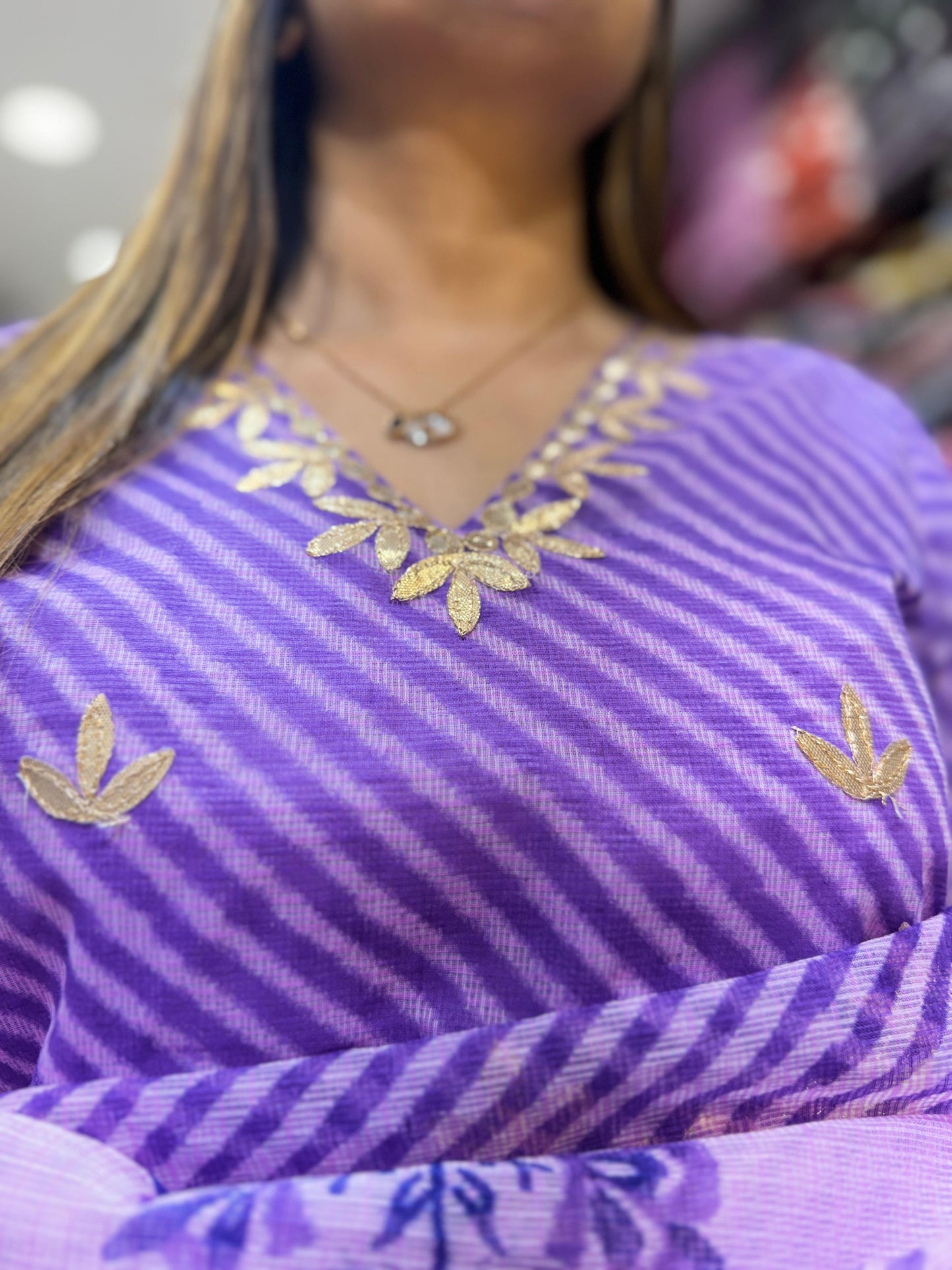 Pure Kota Doria Purple 3pc Set