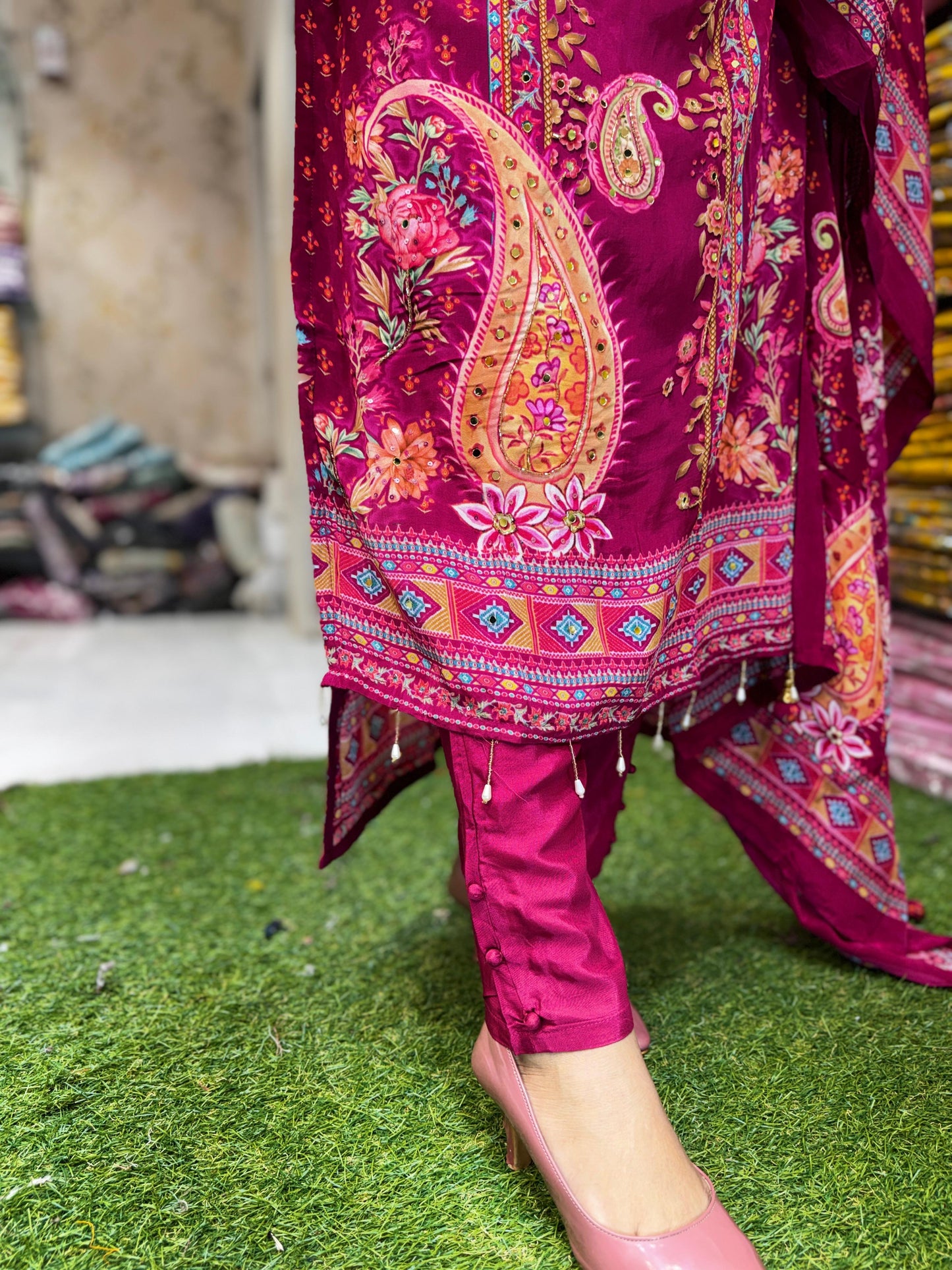 Pure Crep Dark Rani Pink 3pc Set