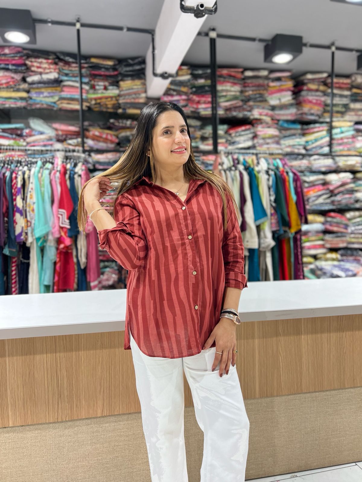 Pure Cotton Rust Maroon Shirt