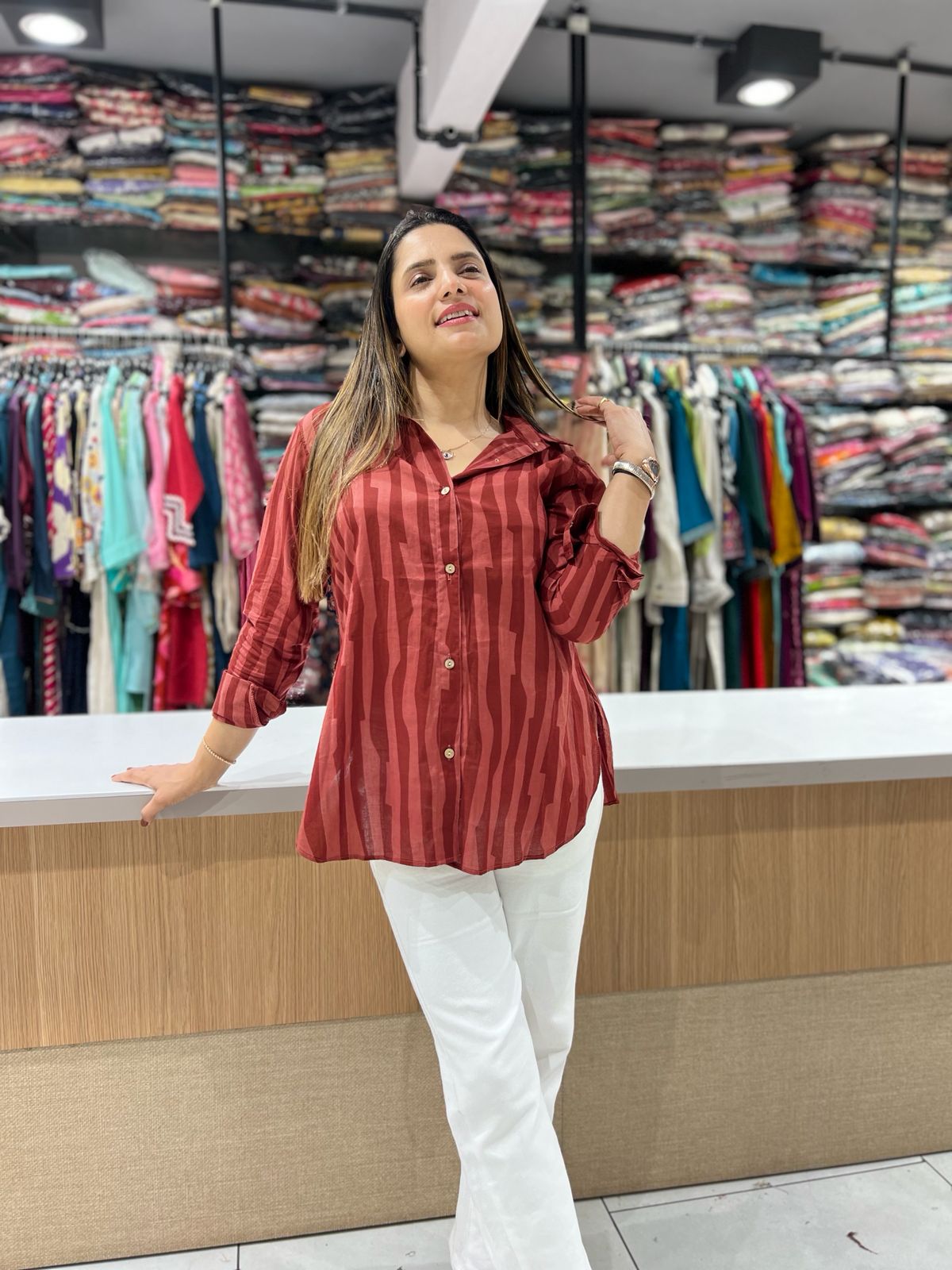 Pure Cotton Rust Maroon Shirt