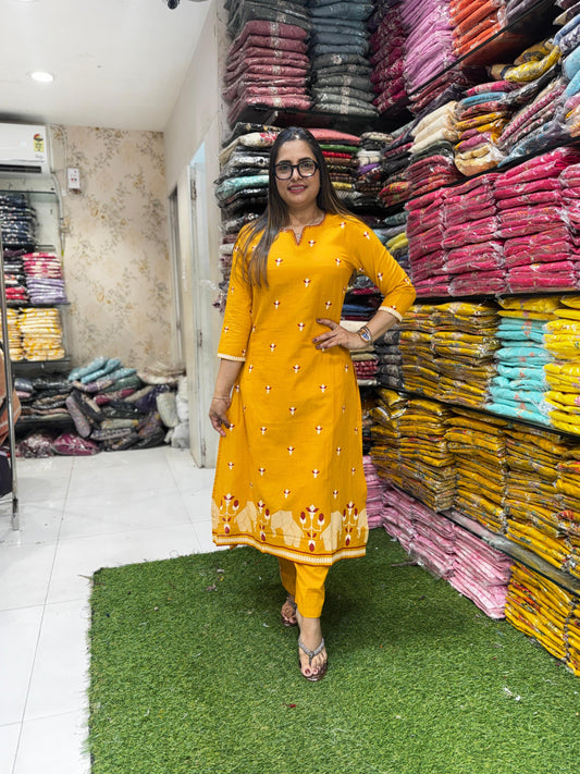 Pure Linen Cotton Yellow 2pc Set