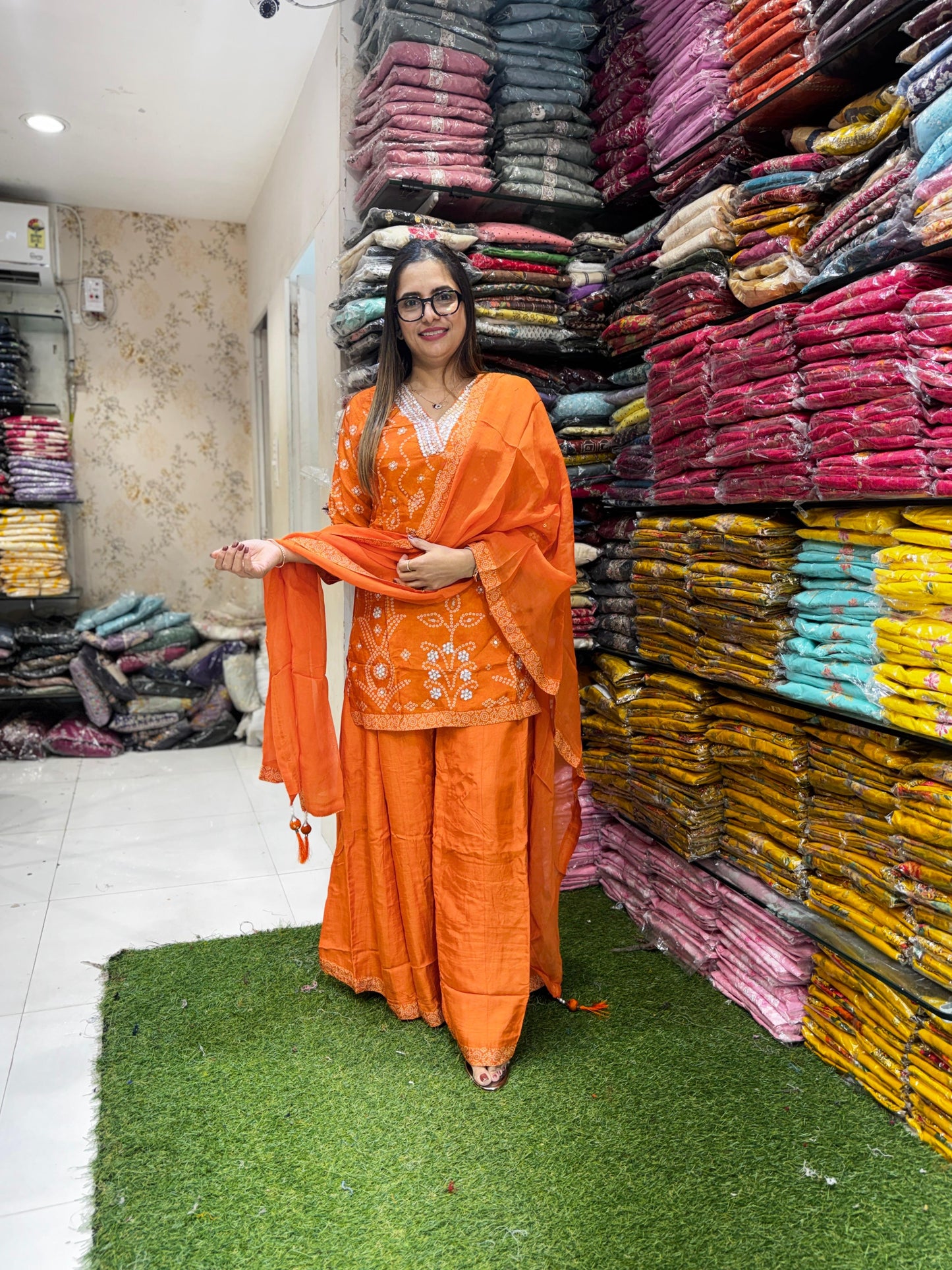 Pure Dola Silk Orange 3pc Set