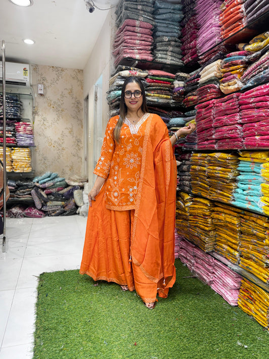 Pure Dola Silk Orange 3pc Set