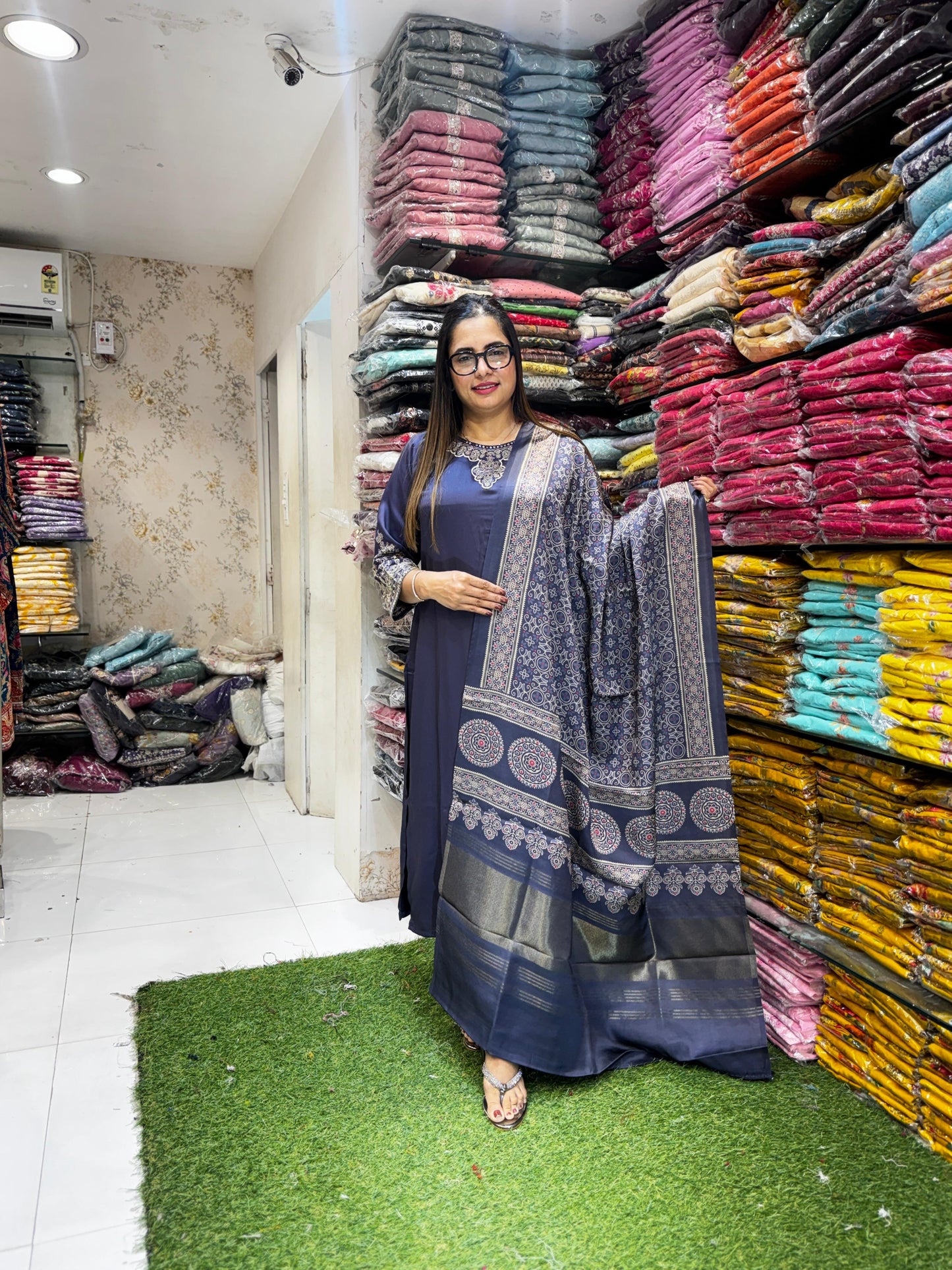 Pure Gaji Silk Gray 3pc Set