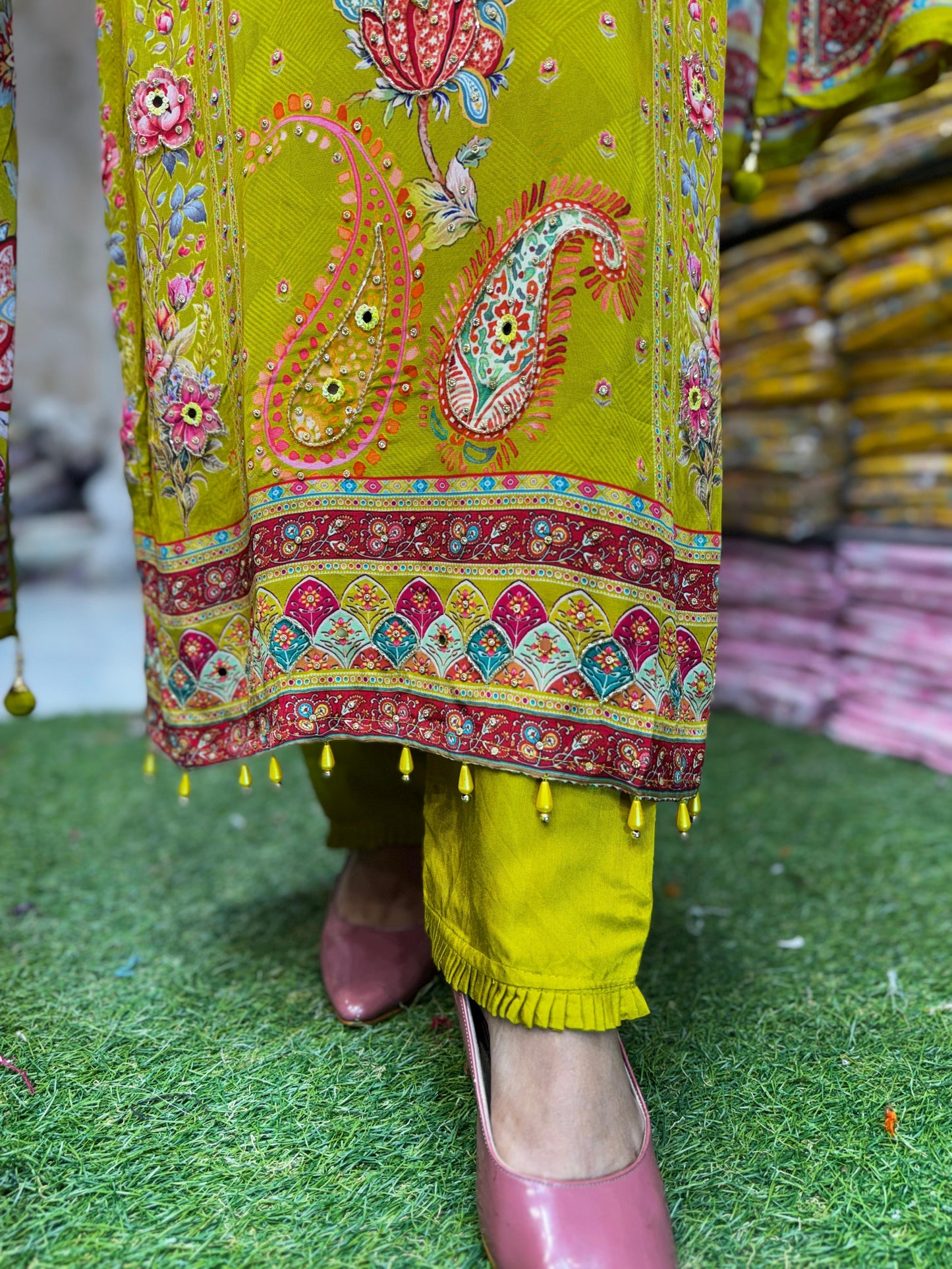 Pure Crep Mustard Green 3pc Set