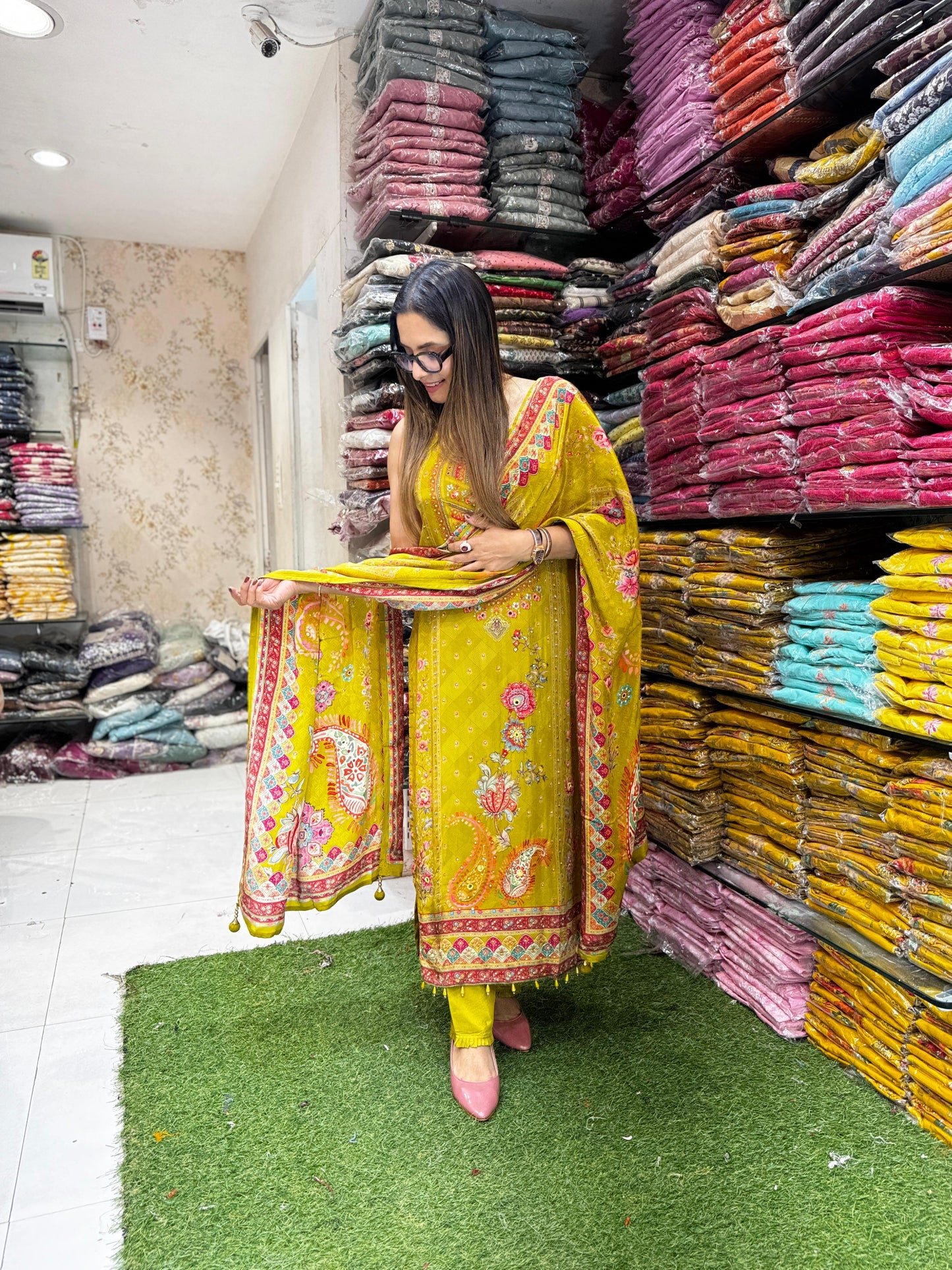 Pure Crep Mustard Green 3pc Set