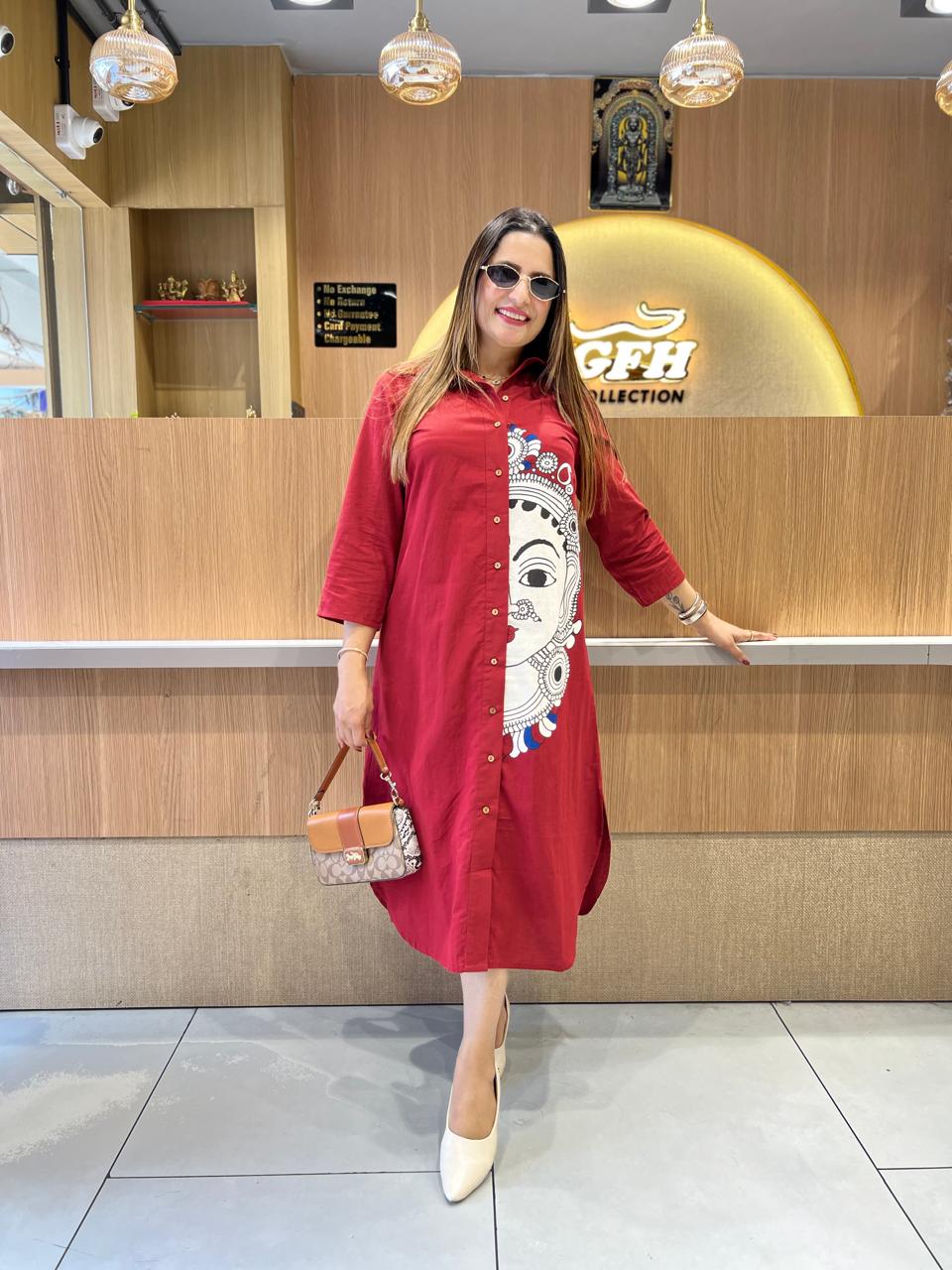 Pure Cotton Maroon Midi