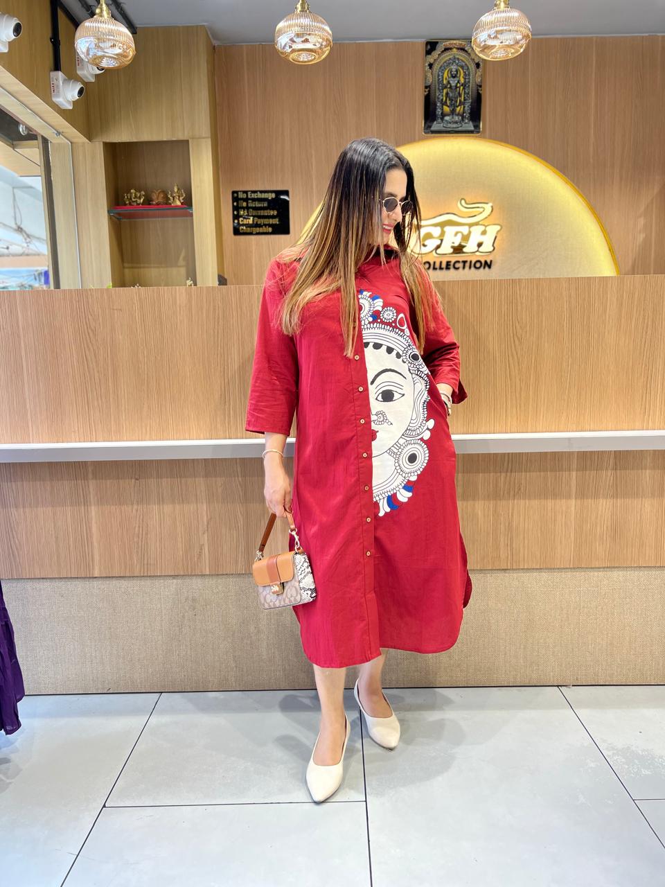 Pure Cotton Maroon Midi