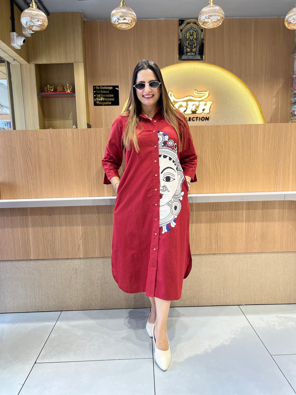 Pure Cotton Maroon Midi