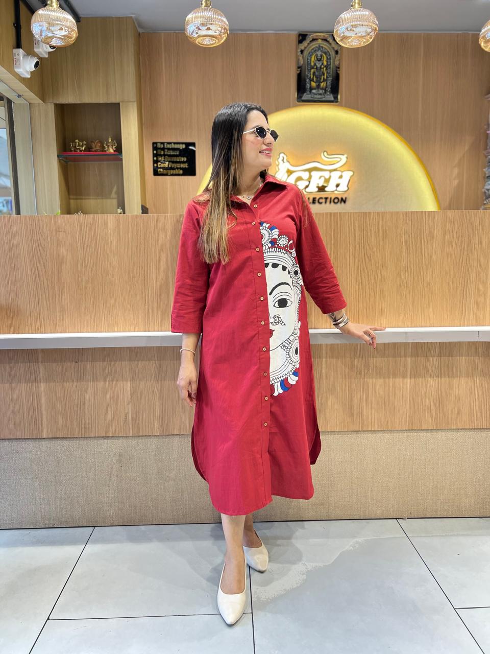 Pure Cotton Maroon Midi