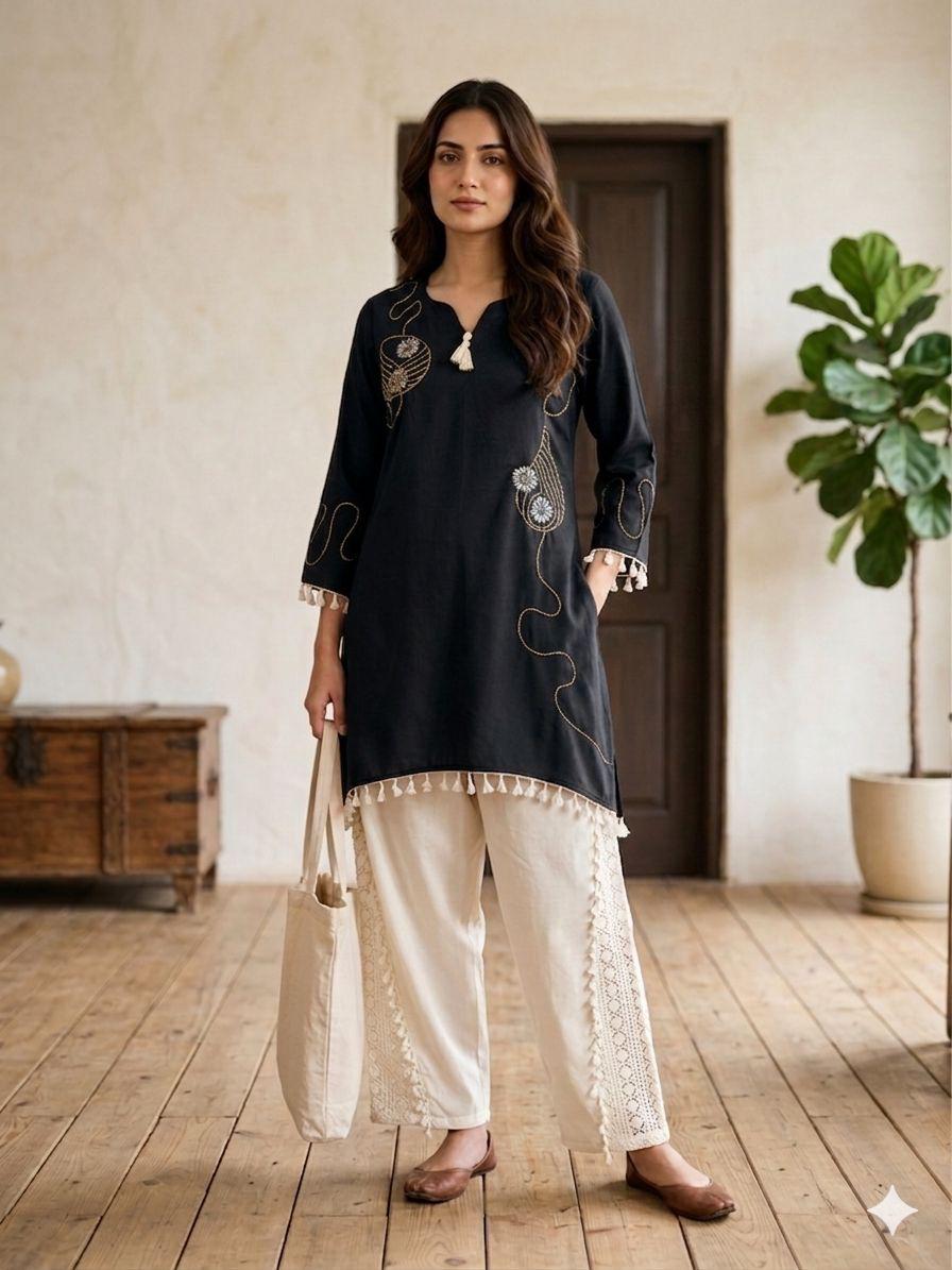 Pure German Rayon Black 2pc Set