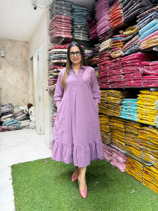 Pure Cotton Purple Midi