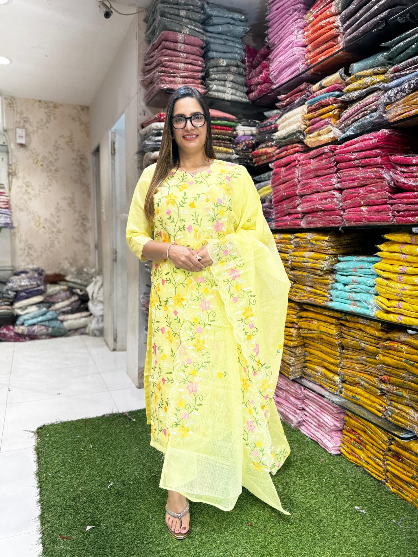 Pure Kota Doria Yellow 3pc Set