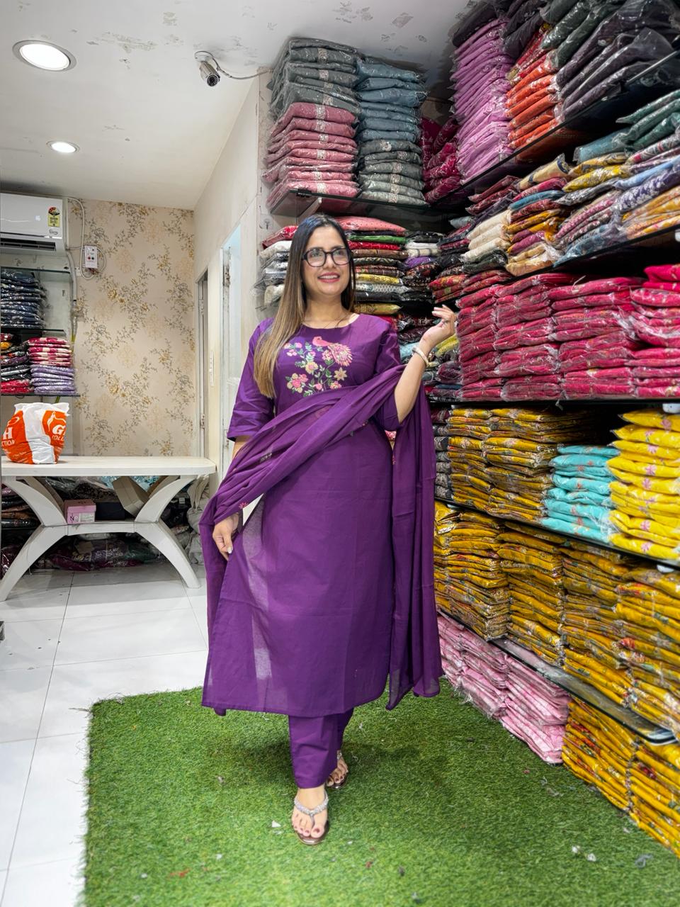 Pure Cotton Purple 3pc Set