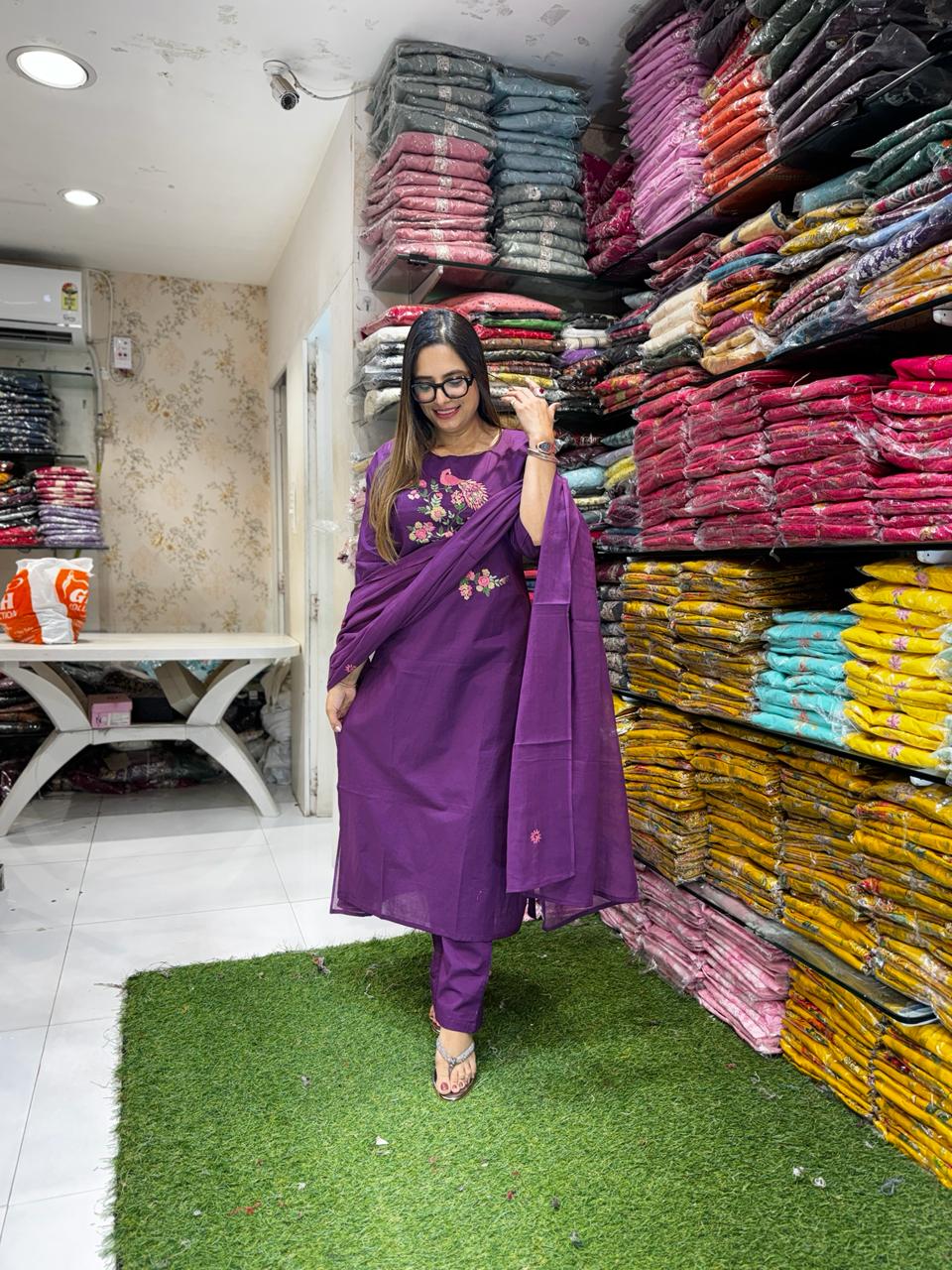 Pure Cotton Purple 3pc Set