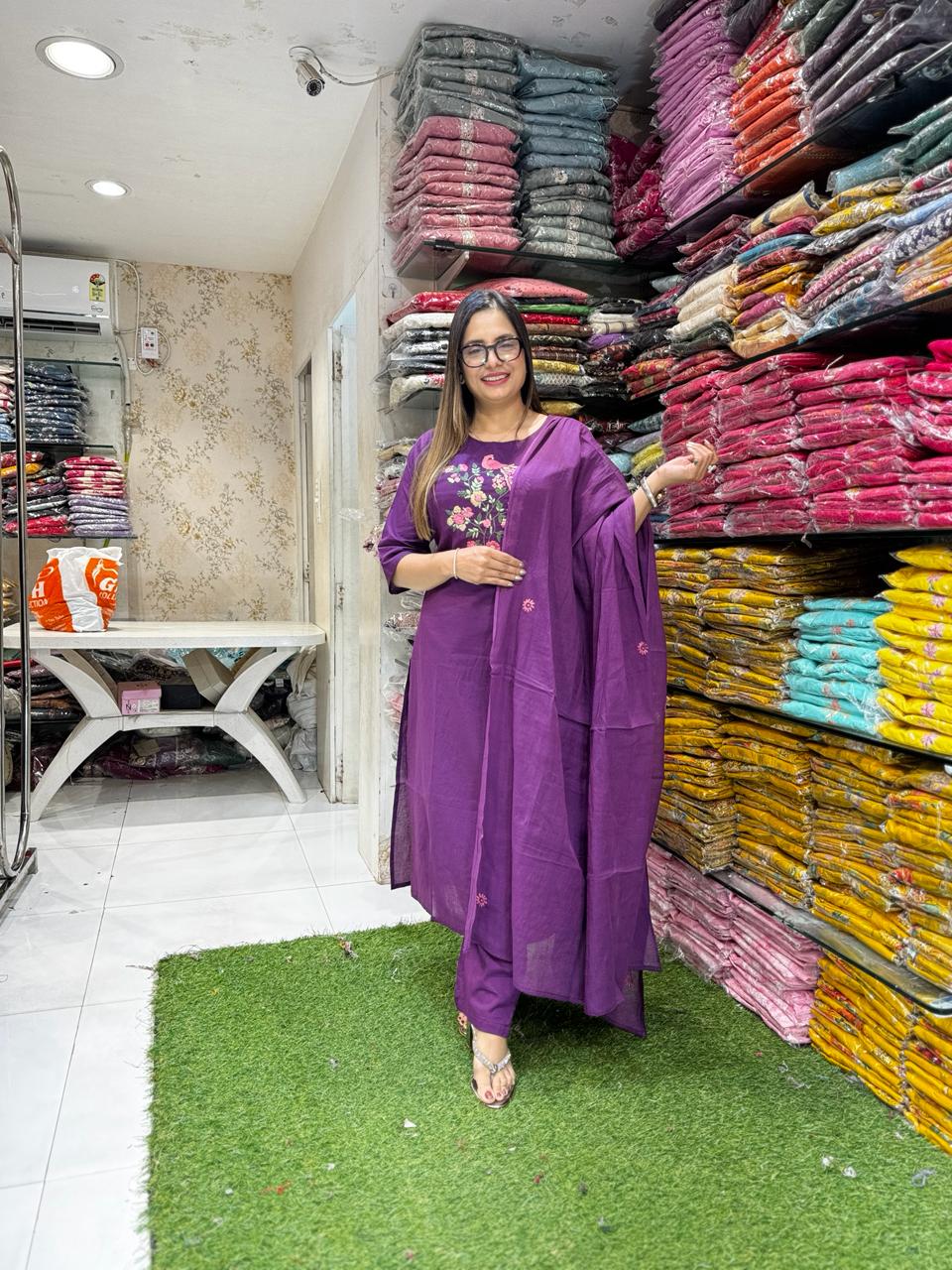 Pure Cotton Purple 3pc Set