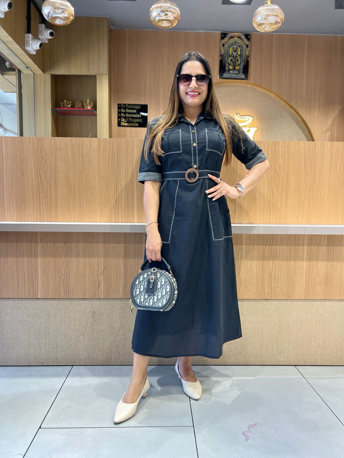 Pure Cotton Black Midi