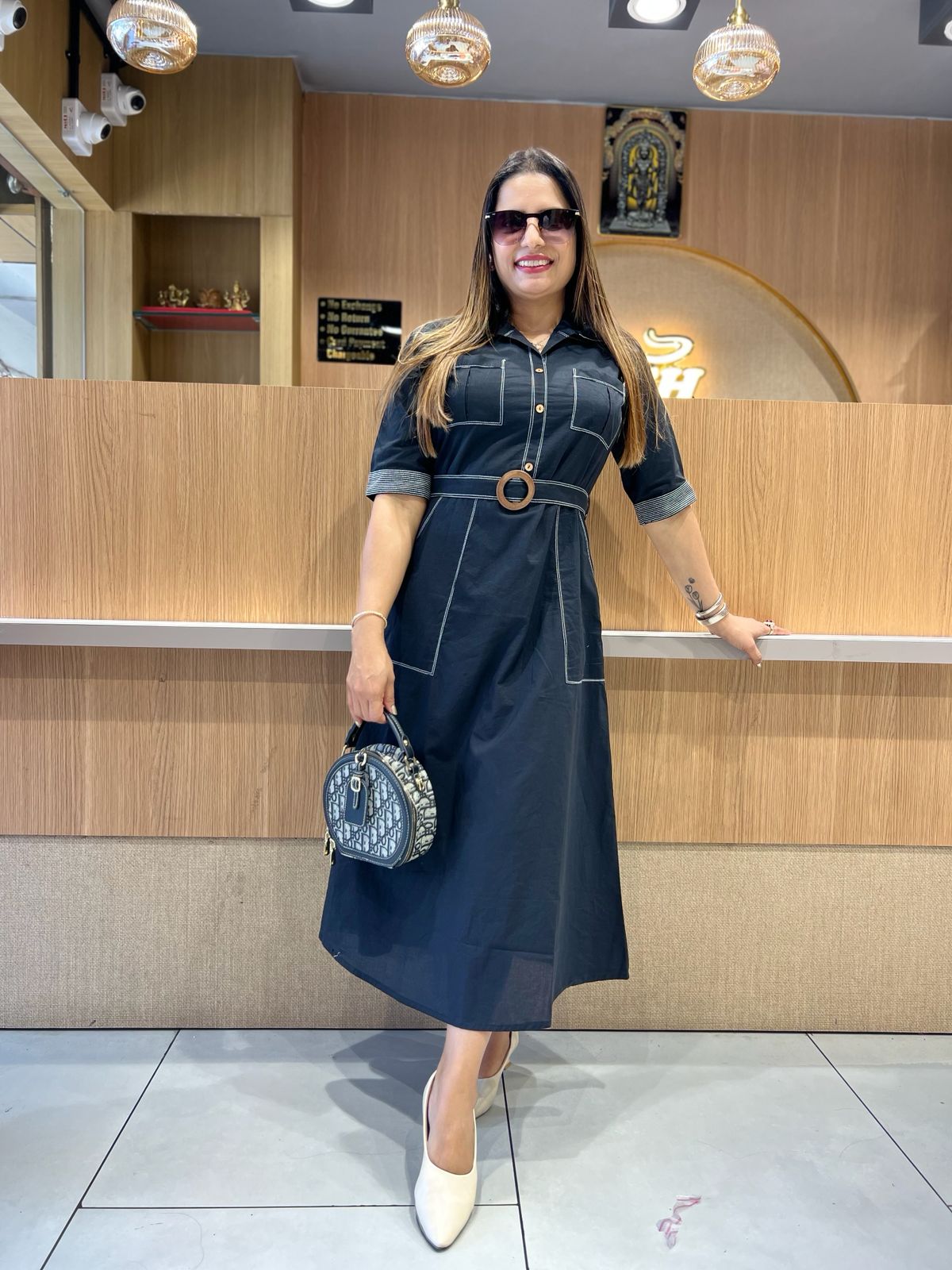 Pure Cotton Black Midi