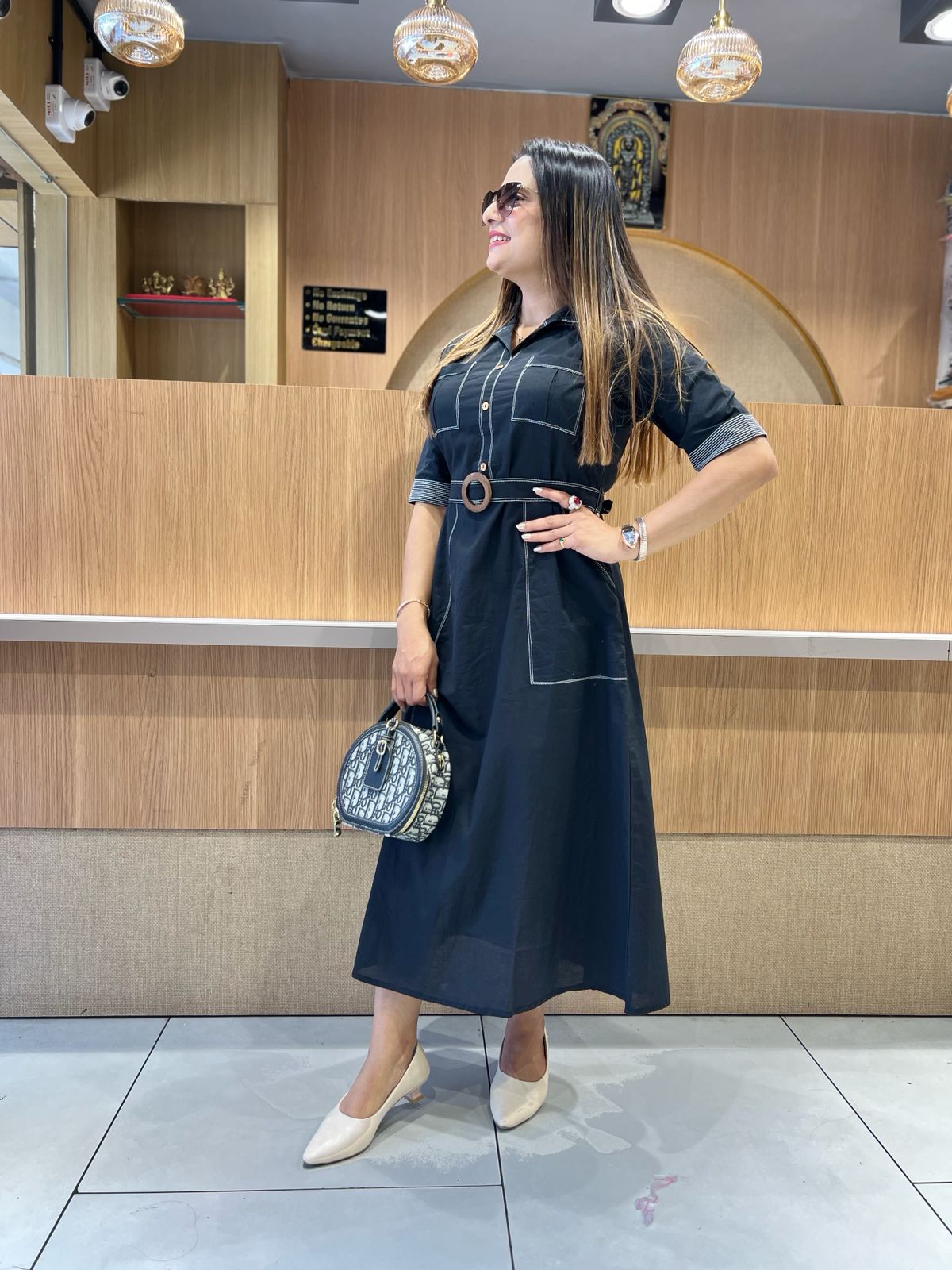 Pure Cotton Black Midi