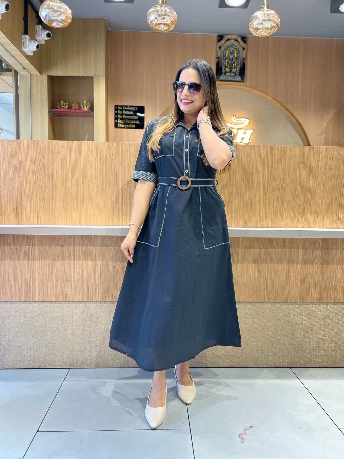 Pure Cotton Black Midi