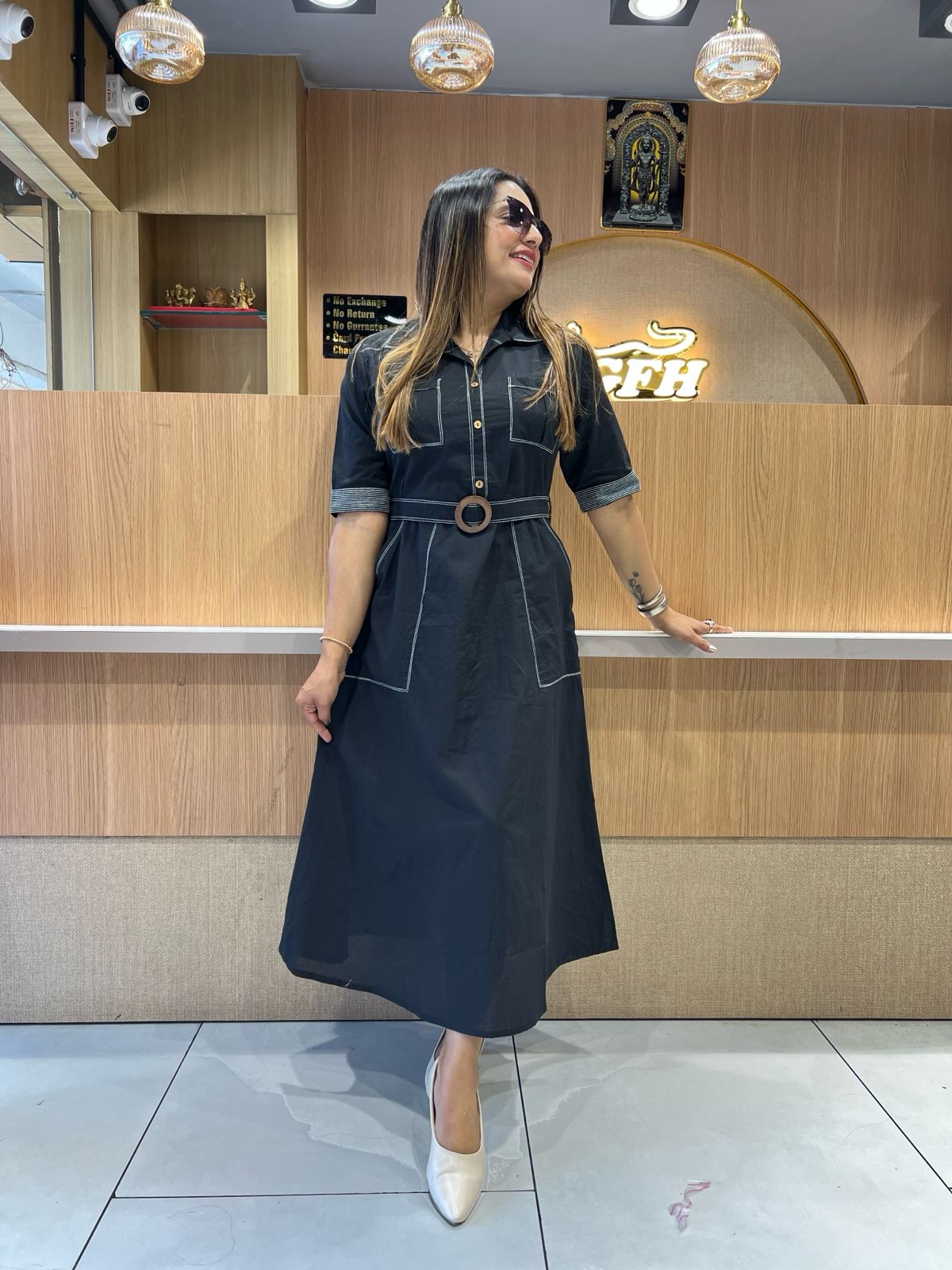 Pure Cotton Black Midi