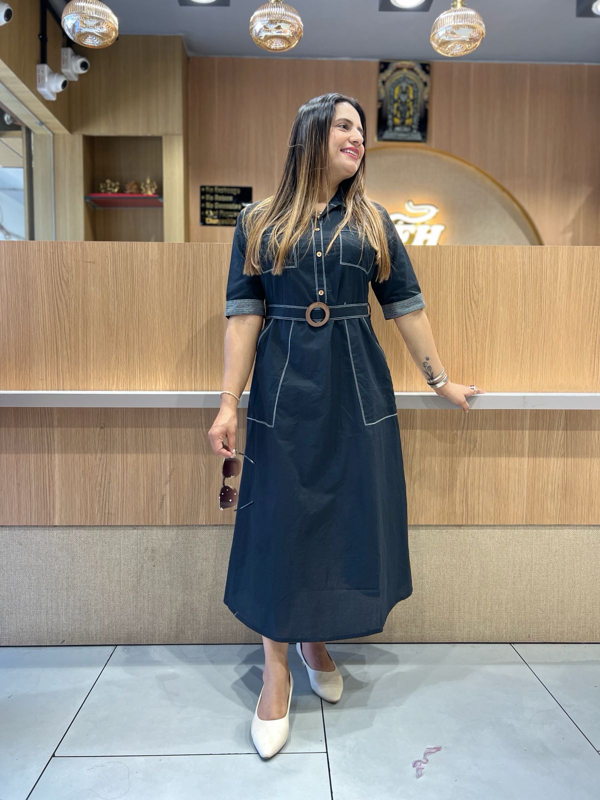 Pure Cotton Black Midi