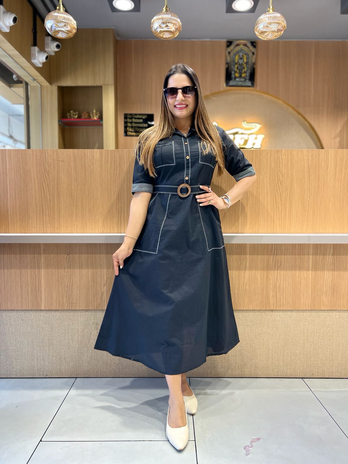 Pure Cotton Black Midi