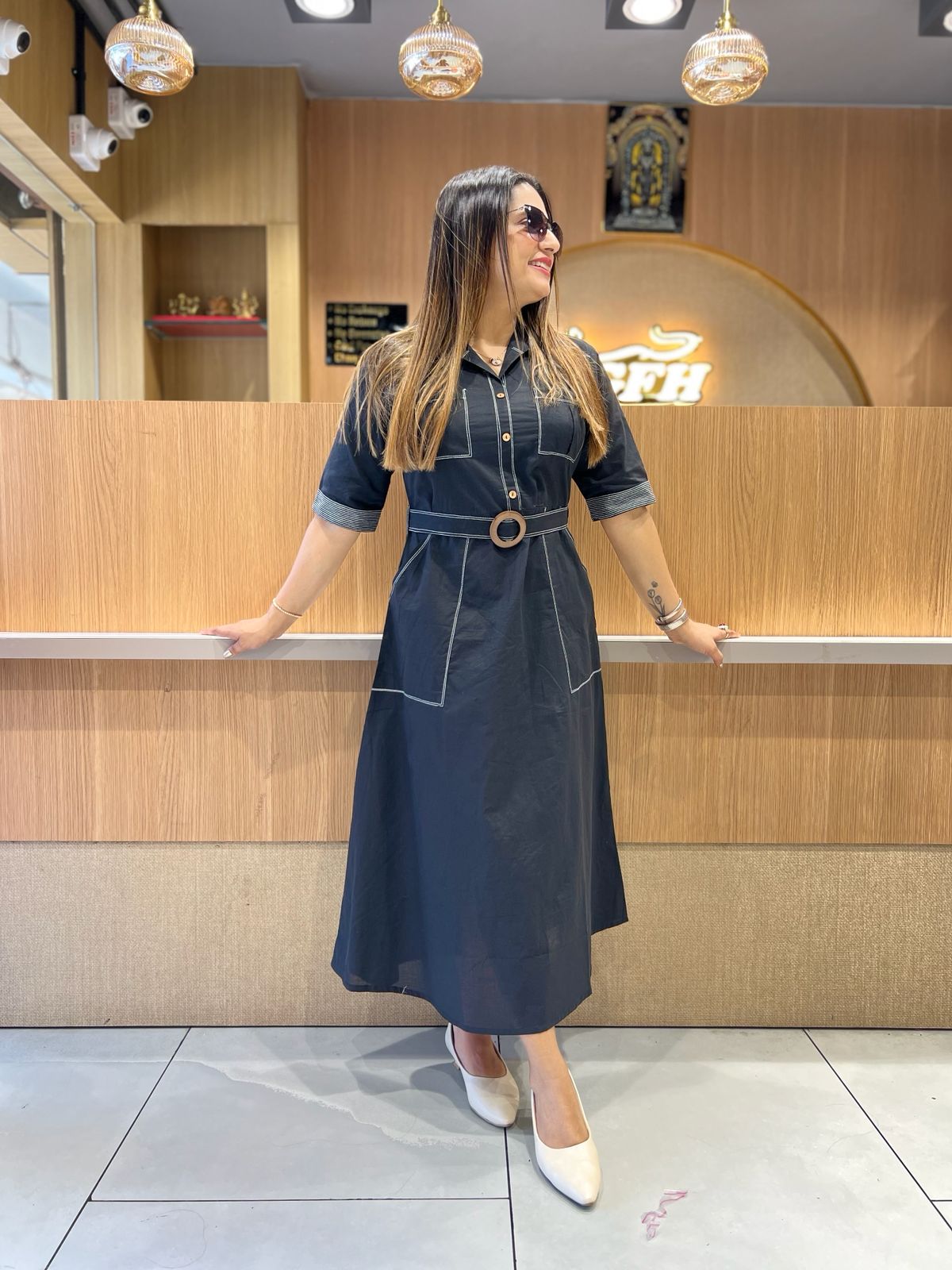 Pure Cotton Black Midi