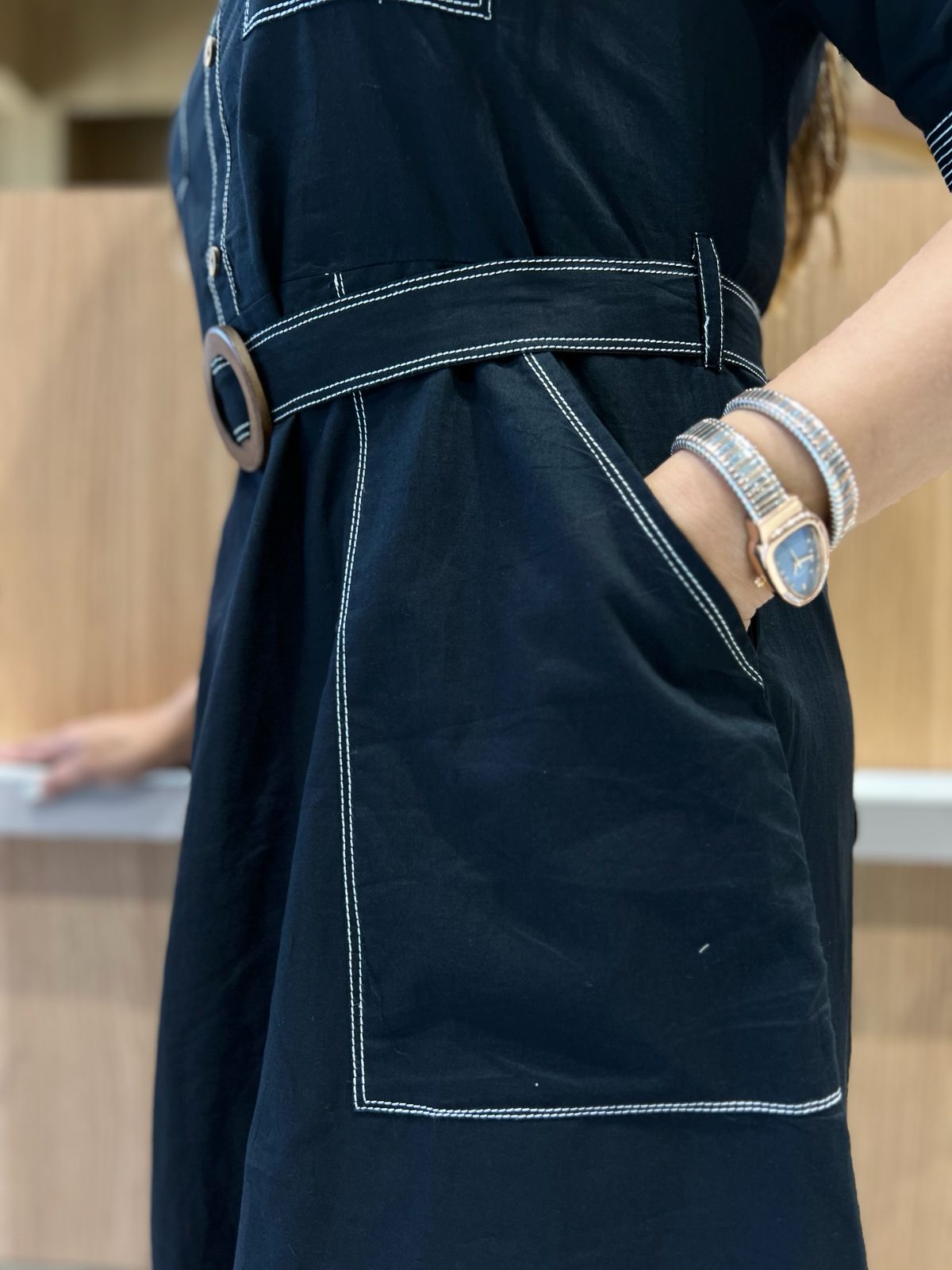 Pure Cotton Black Midi