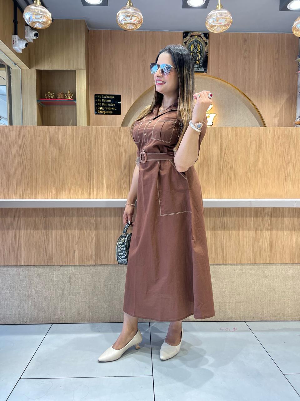 Pure Cotton Brown Midi