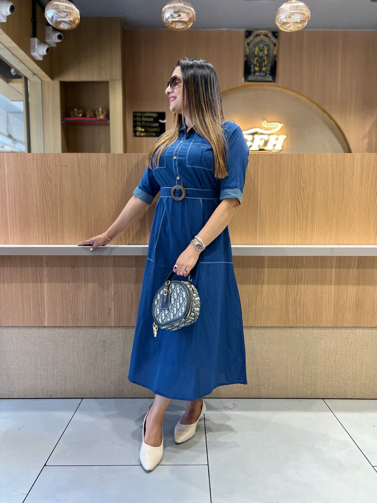 Pure Cotton Blue Midi