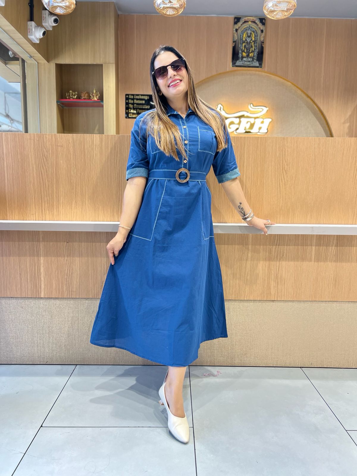 Pure Cotton Blue Midi