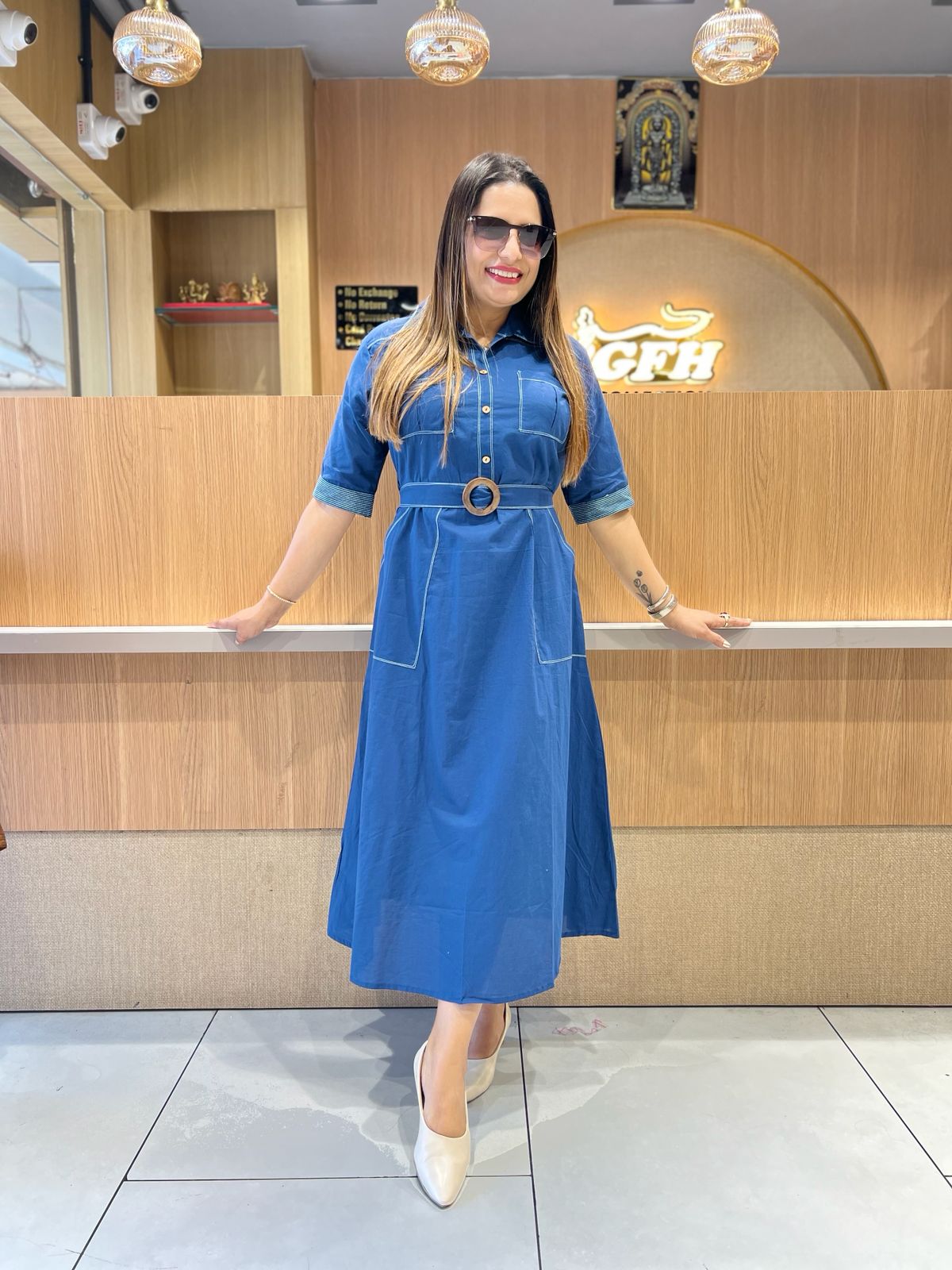 Pure Cotton Blue Midi