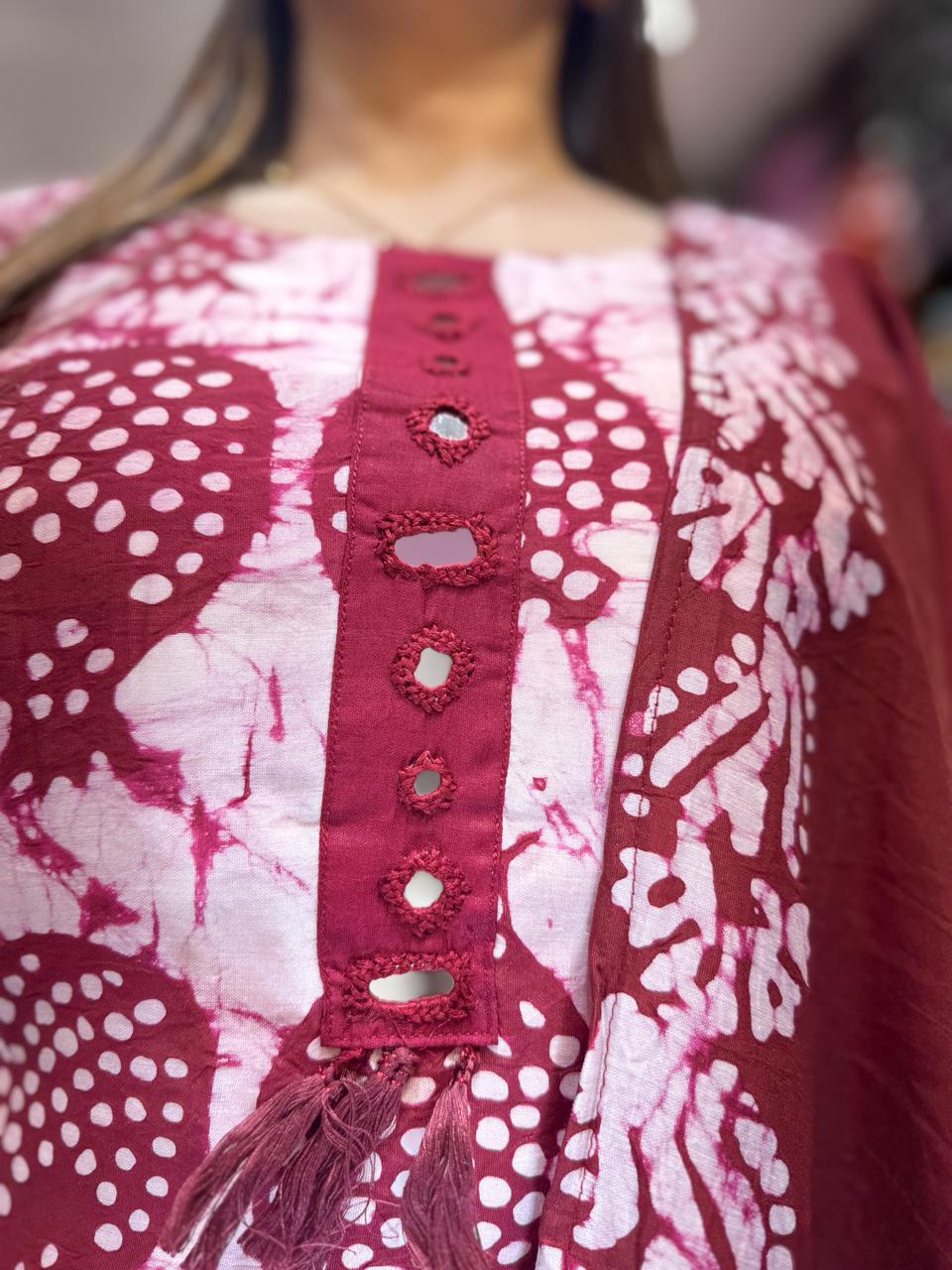 Pure Cotton Silk Dark Maroon 3pc Set