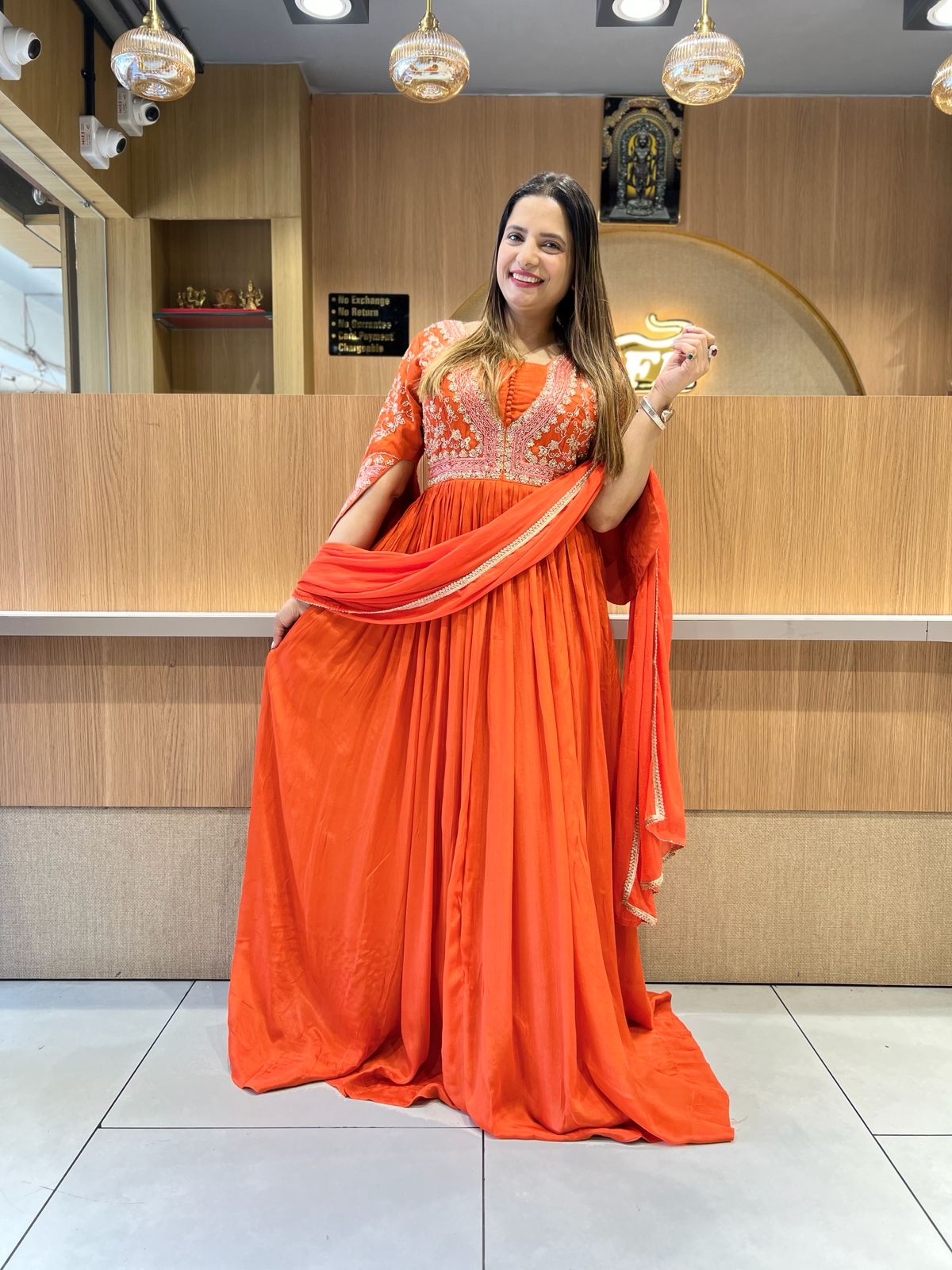 Pure Chinon Orange Gown