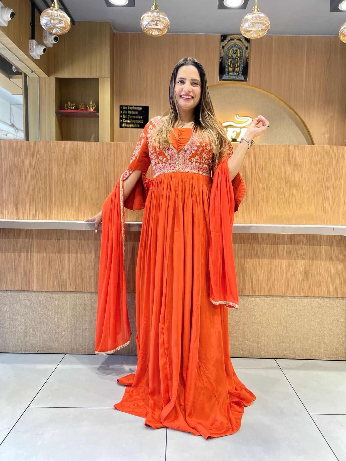 Pure Chinon Orange Gown