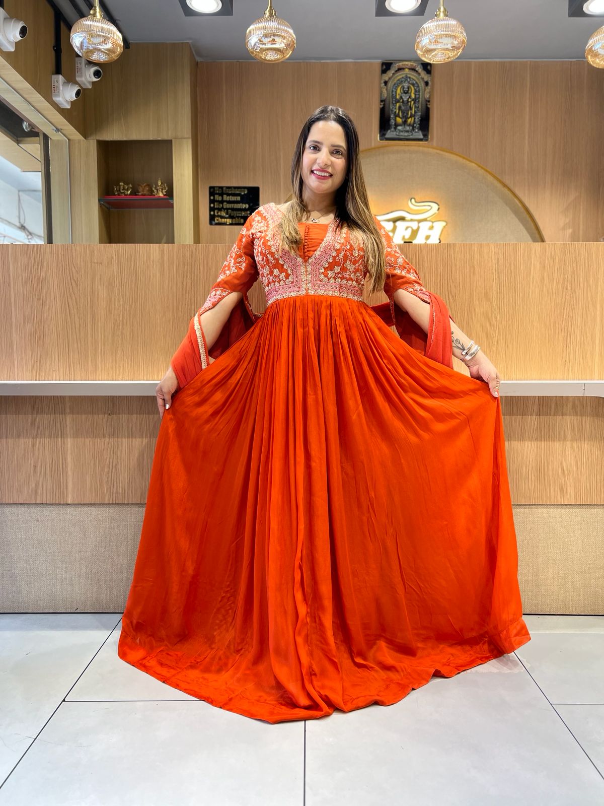 Pure Chinon Orange Gown