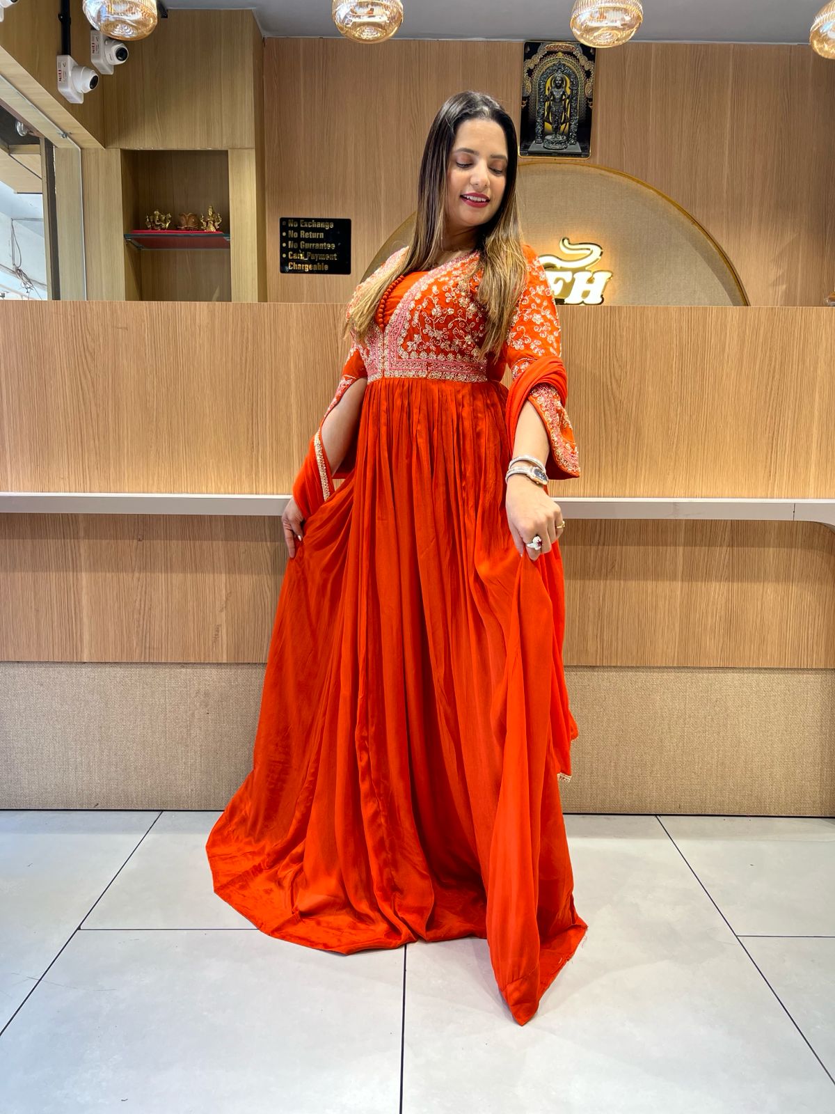 Pure Chinon Orange Gown