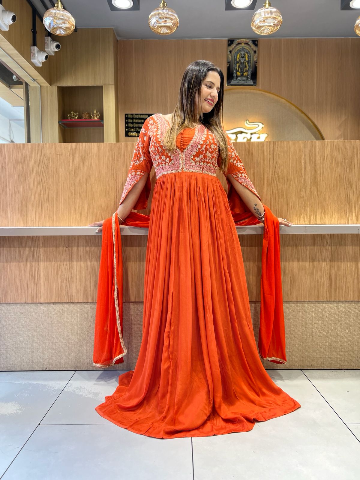 Pure Chinon Orange Gown