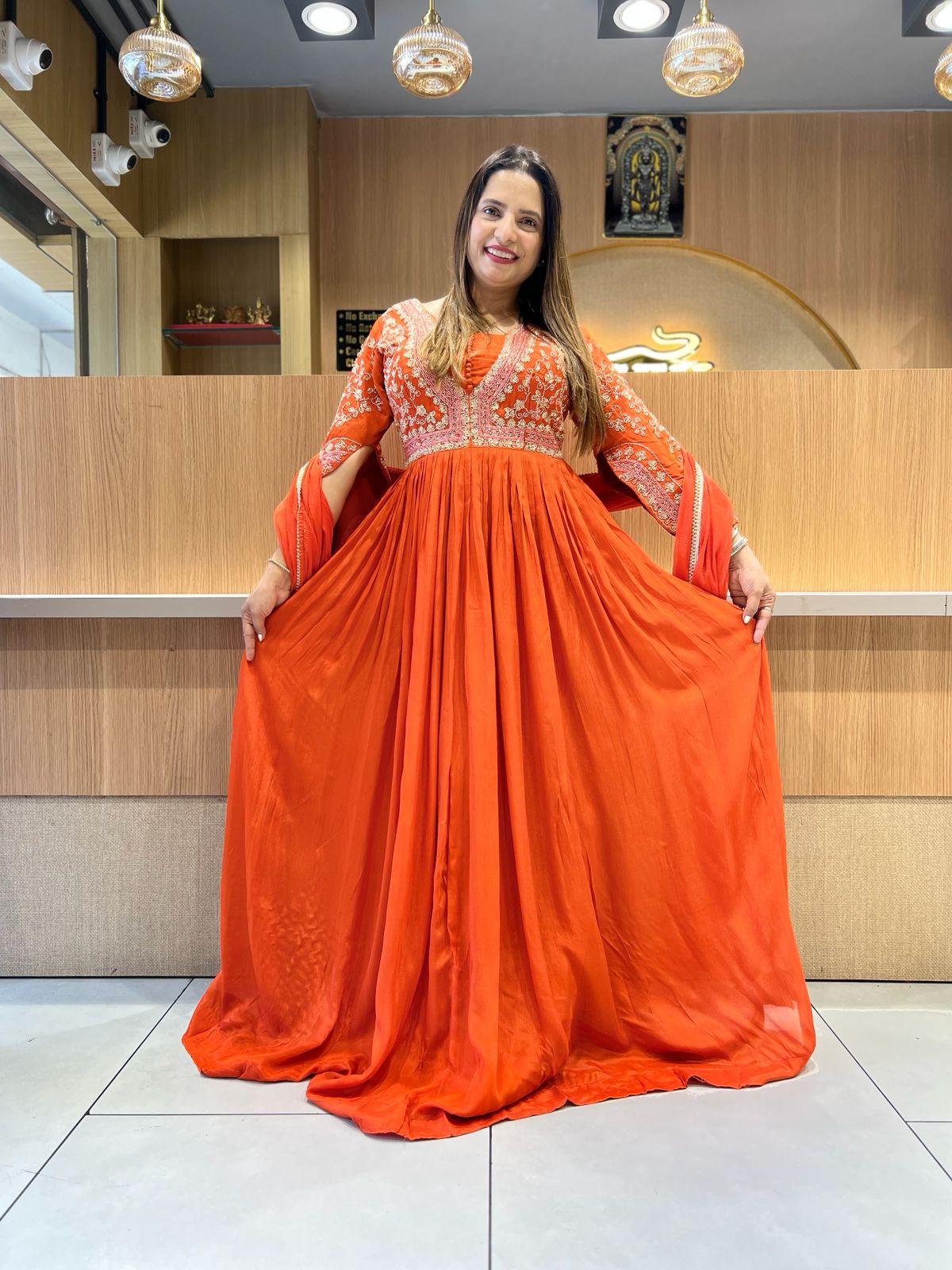 Pure Chinon Orange Gown