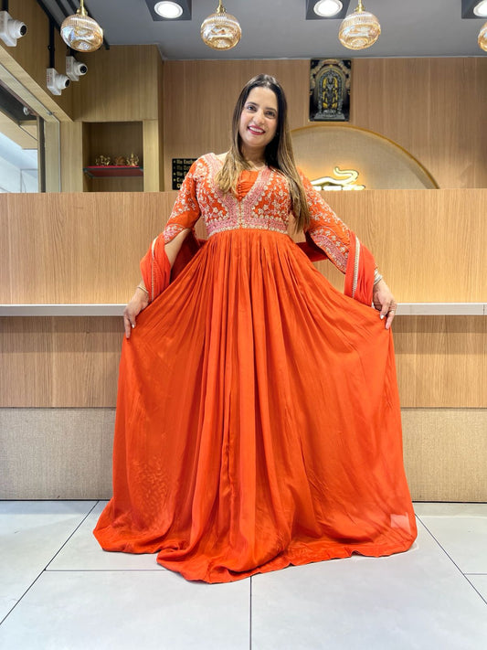 Pure Chinon Orange Gown