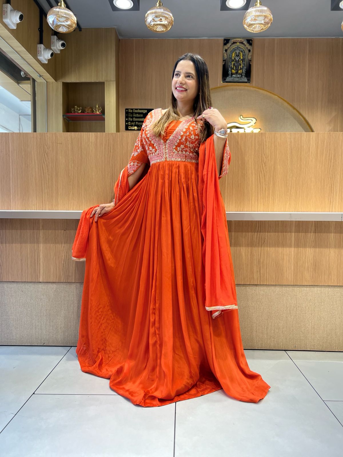 Pure Chinon Orange Gown